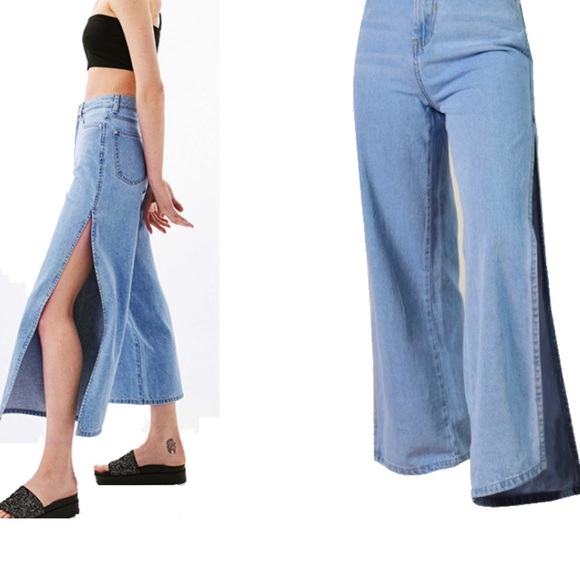 Top Trend Denim wide jeans with a high side slit. Size 36 - Picture 1 of 9